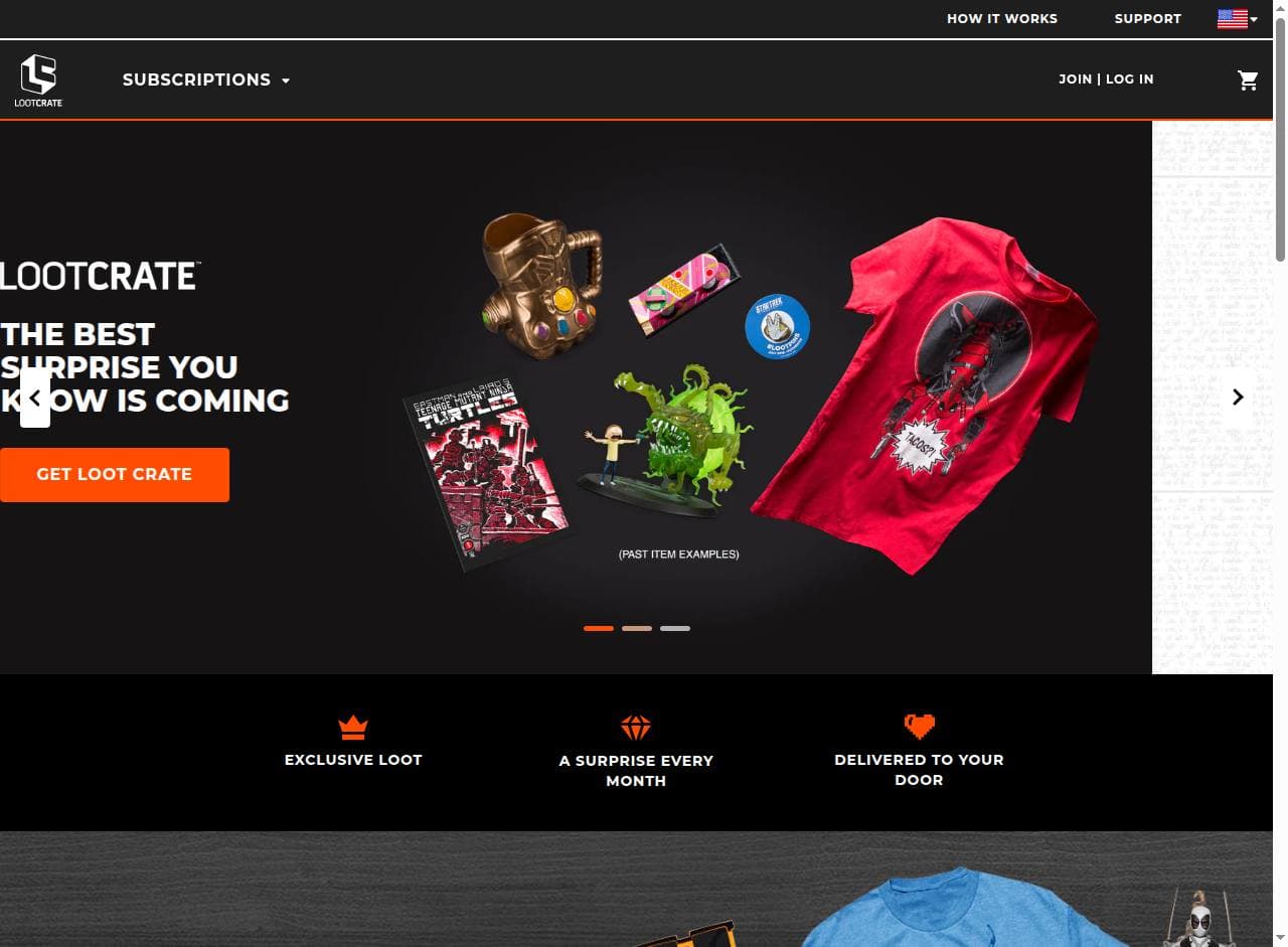 Loot Crate storefront homepage
