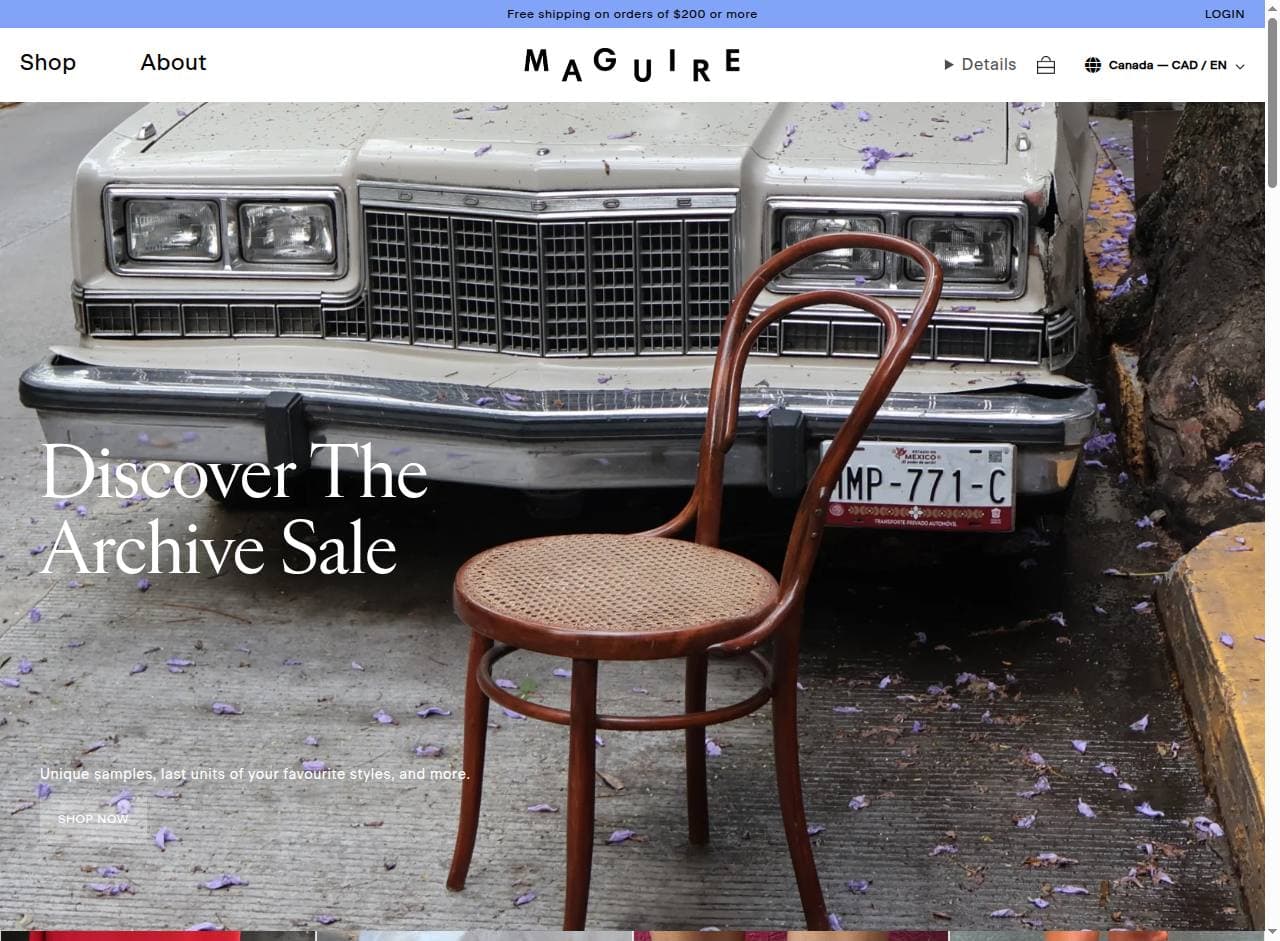 Maguire storefront homepage